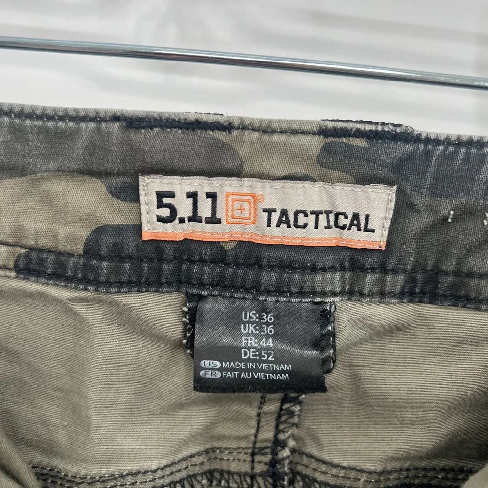 5.11 Aramis 10" Shorts Mens 36 Green Camo Cotton Blend Multi Pocket Utility - Picture 3 of 15